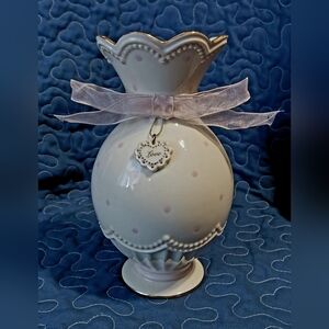 Lenox White and Pink Vase with Heart Charm